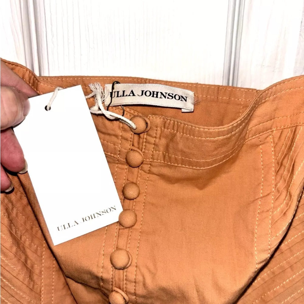 NWT Ulla Johnson Cosette Pleated Poplin Midi Dress w/Pockets Pale Peach Size 2 - Picture 10 of 13